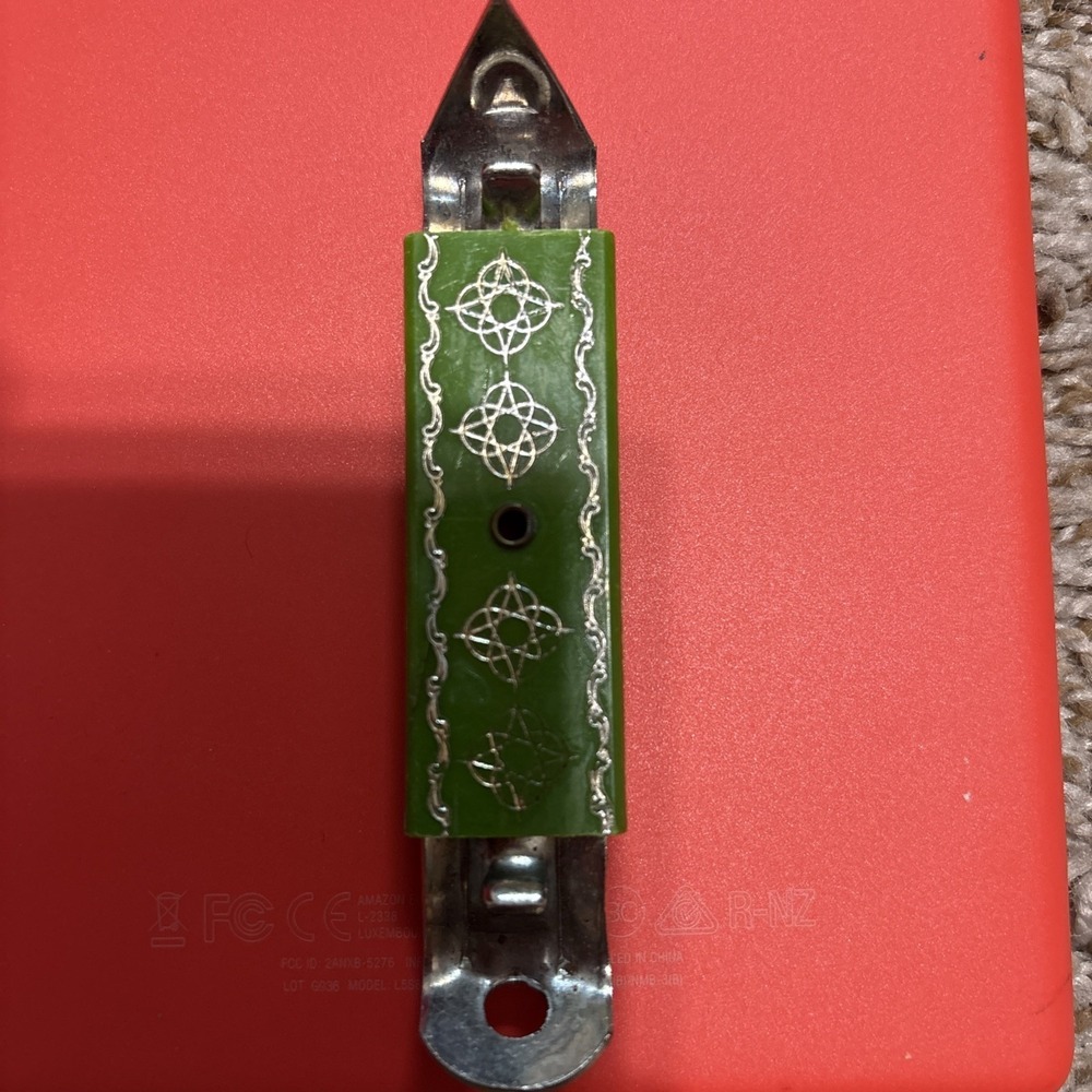 Vintage Green & Silver Retro Magnetic Bottle Opener With Metal Blade